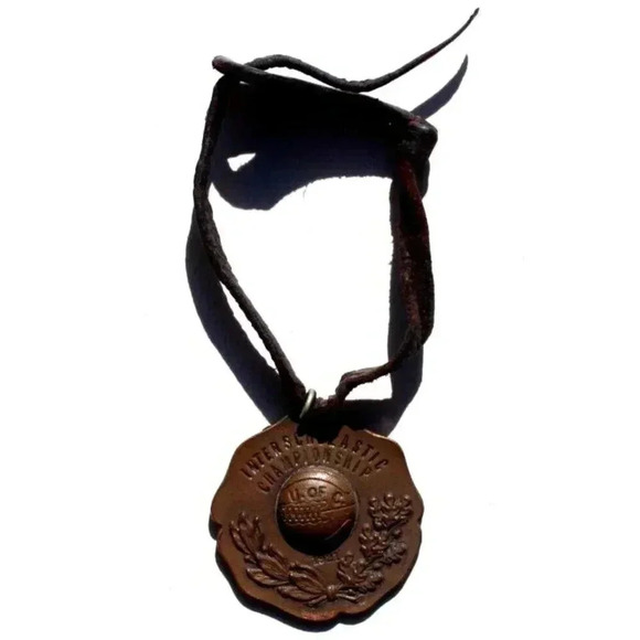 Vtg 1921 Interscholastic Championship U. of C. Brass 4th Place Football Pendant - Picture 1 of 3